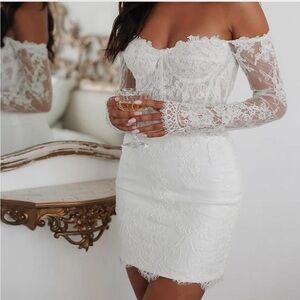 White Lace Off-Shoulder Dress